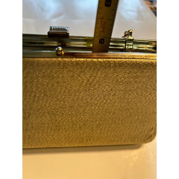 Vintage Women's Evening Clutch Bag Gold Glitter With Chain - Picture 7 of 9